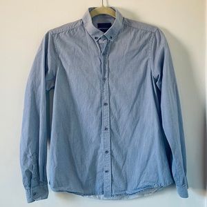 Zara slim fit luxe blue diamond print oxford